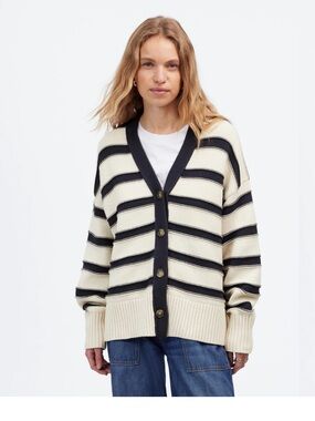 Madewell Oversized Cotton Cardigan in Stripe